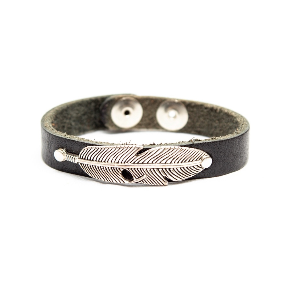Genuine Leather Feather Bracelet